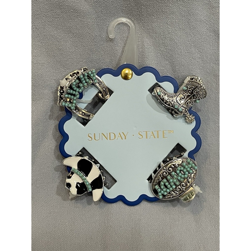 NEW Sunday State - Western - Faux Turquoise - Cowgirl - Hair Claw Clips - Boot